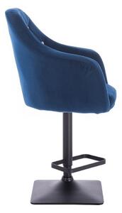 LuxuryForm Barová stolička ROMA VELUR na čierne podstave - modrá