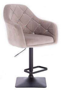 LuxuryForm Barová stolička ROMA VELUR na čierne podstave - svetlo šedá