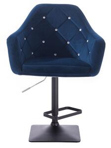 LuxuryForm Barová stolička ROMA VELUR na čierne podstave - modrá