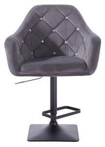 LuxuryForm Barová stolička ROMA VELUR na čierne podstave - tmavo šedá