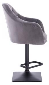 LuxuryForm Barová stolička ROMA VELUR na čierne podstave - tmavo šedá