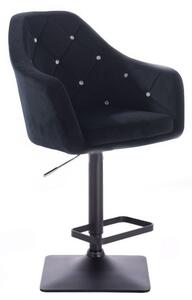 LuxuryForm Barová stolička ROMA VELUR na čierne podstave - čierna