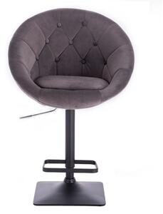LuxuryForm Barová stolička VERA VELUR na čierne podstave - šedá