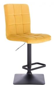 LuxuryForm Barová stolička TOLEDO VELUR na čierne podstave - žltá