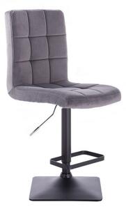 LuxuryForm Barová stolička TOLEDO VELUR na čierne podstave - tmavo šedá