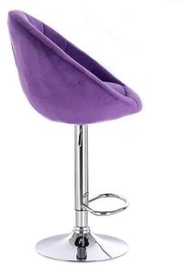 Barová stolička VERA VELUR na striebornom tanieri - fialová