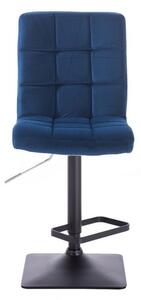 LuxuryForm Barová stolička TOLEDO VELUR na čierne podstave - modrá