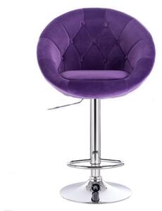 Barová stolička VERA VELUR na striebornom tanieri - fialová