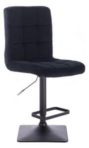 Barová stolička TOLEDO VELUR na čierne podstave - čierna