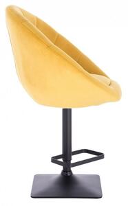 Barová stolička VERA VELUR na čierne podstave - žltá