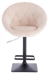 LuxuryForm Barová stolička VERA VELUR na čierne podstave - krémová