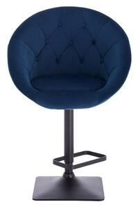 LuxuryForm Barová stolička VERA VELUR na čierne podstave - modrá