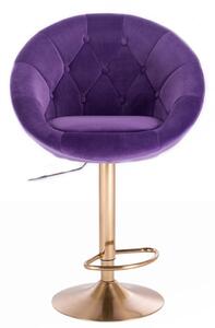 Barová stolička VERA VELUR na zlatom tanieri - fialová