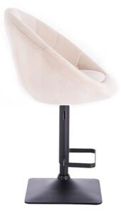 LuxuryForm Barová stolička VERA VELUR na čierne podstave - krémová