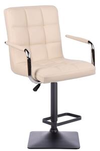 LuxuryForm Barová stolička VERONA na čierne podstave - krémová