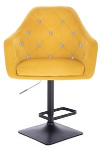 LuxuryForm Barová stolička ROMA VELUR na čierne podstave - žltá