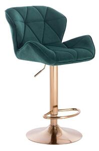 LuxuryForm Barová stolička MILANO VELUR na zlatom tanieri - zelená