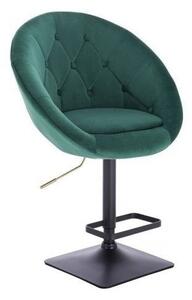 LuxuryForm Barová stolička VERA VELUR na čierne podstave - zelená