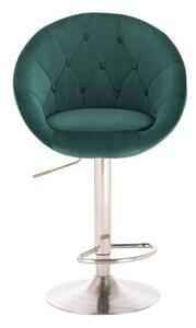 LuxuryForm Barová stolička VERA VELUR na striebornom tanieri - zelená