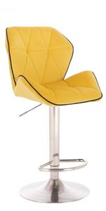 LuxuryForm Barová stolička MILANO MAX VELUR na striebornom tanieri - žltá