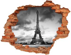 Nálepka 3D diera na stenu Eiffelova veža v paríži