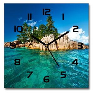Sklenené nástenné hodiny štvorec Tropický ostrov