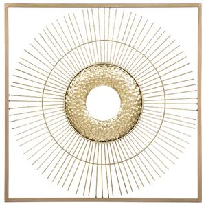 Nástenná dekorácia zlatá kov 50 x 50 cm štvorcový tvar motív slnka metalická povrchová úprava moderný glamour art deco štýl doplnky