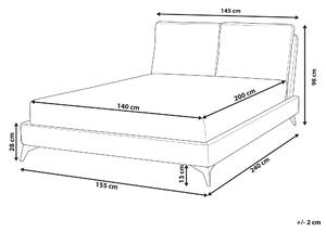 Panelová posteľ 140x200 cm tmavosivé zamatové čalúnenie s roštom a hrubým čelom