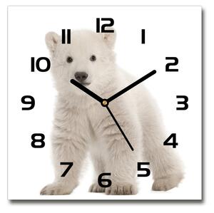 Sklenené hodiny štvorec Polárna medvedík