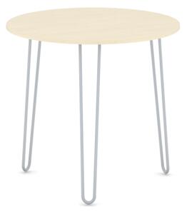 Okrúhly jedálenský stôl SPIDER, priemer 800 mm, sivo-strieborná podnož, doska breza