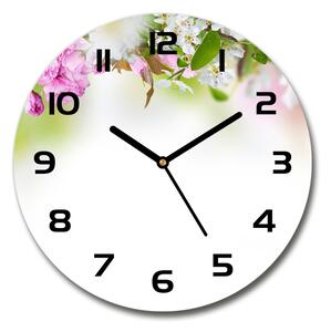 Sklenené hodiny okrúhle jarné kvety pl_zso_30_f_79458656