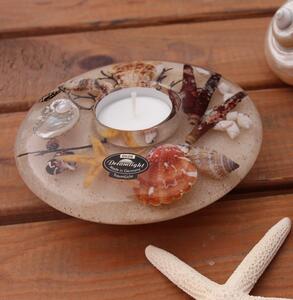 Sklenený svietnik na čajovú sviečku Sea Breeze - 5x13 cm