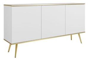 Komoda BIJOU K-160 | biela / zlaté nohy