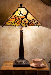 Hranatá stolná lampa Tiffany s vetvami stromu Tree - Ø 36*57 cm E27/max 2*60W - Clayre & Eef
