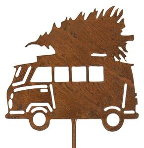 Rustikálny hrdzavý zápich auto so stromčekom Hearts Rust - 26*1*75 cm - Clayre & Eef
