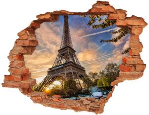 Nálepka 3D diera na stenu Eiffelova veža v paríži