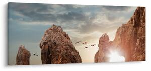 Obraz - Západ slnka nad útesmi (120x50 cm)