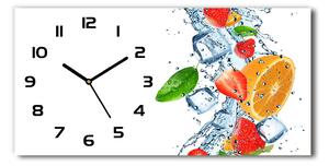 Vodorovné Sklenené hodiny na stenu tiché Ovocie s ľadom