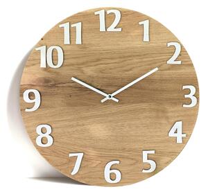 Dubové hodiny - PANAMA White - 30cm , Čierna , Bez gravírovania