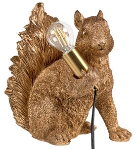 Stolná lampa zlatá polyresín zvierací motív tvar veveričky moderný glamour štýl nočná lampa obývacia izba spálňa
