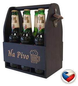 Drevený stojan na pivo s otváračom 23,5 × 30 × 15,5 cm