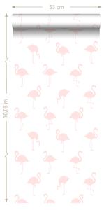 ESTAhome Tapeta Flamingos light pink and white
