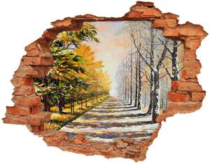 Diera 3D v stene nálepka Jeseň zima vs. nd-c-26973667