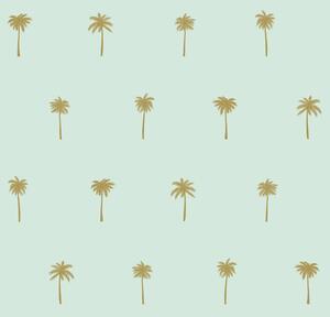 ESTAhome Tapeta Palm trees mint green and gold