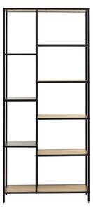 Čierna/v prírodnej farbe knižnica v dekore duba 80x180x35 cm Altino – Unique Furniture