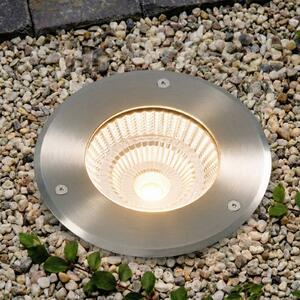 Arcchio LED bodové svietidlo na zapustenie do podlahy Thentos, Ø 18 cm, 60°,, Hliník / sivá / zinok, Nehrdzavejúca oceľ, Zapustené podlahové svetlo