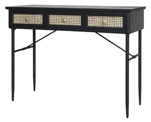 Čierny antik drevený písací stôl s kovovými nohami - 110*42*80 cm - Chic Antique