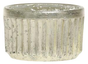 Malý ortuťový sklenený svietnik na čajovú sviečku s drážkami - Ø 6*4cm - Chic Antique