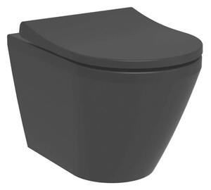 Falra akasztható WC VitrA Integra Rim-Ex lágy zárással ellátott üléssel hátsó hulladék fekete 7041-083-6285