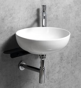 Sapho Tetris, nástenné okrúhle umývadlo s držiakom pre stojánkovú batériu vpravo, 415x140mm, biela, TZ420-02